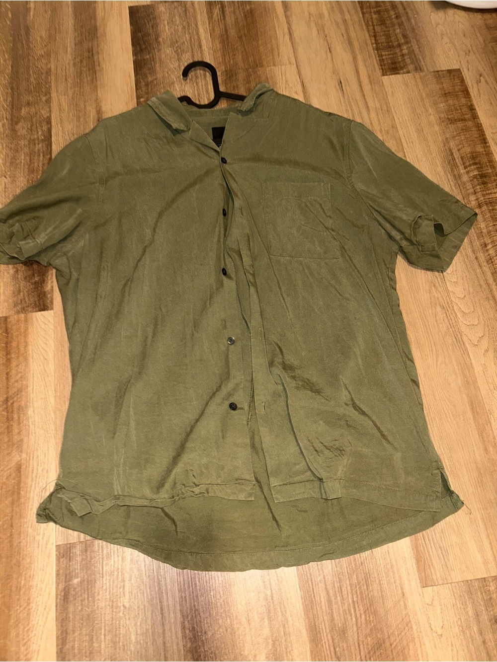 H&M Olive Green Short Sleeve Button-Down Shirt